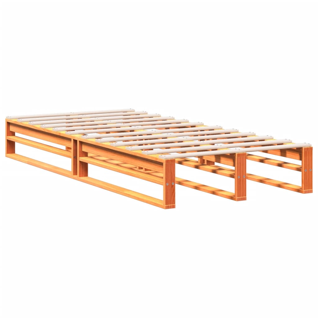 Lit en bois massif avec étagère sans matelas ciré marron 75x190 cm