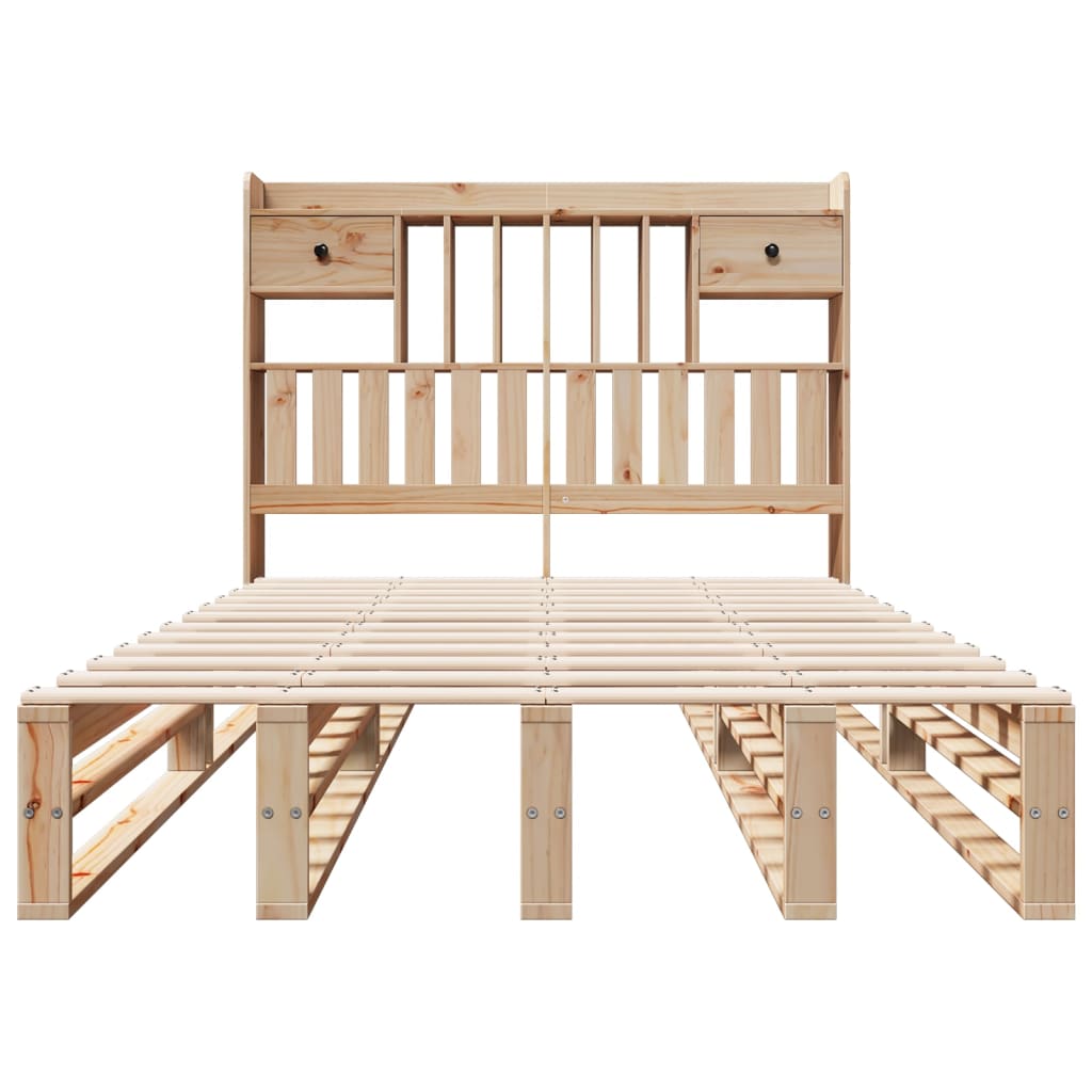 Lit en bois massif avec étagère sans matelas 135x190 cm pinède