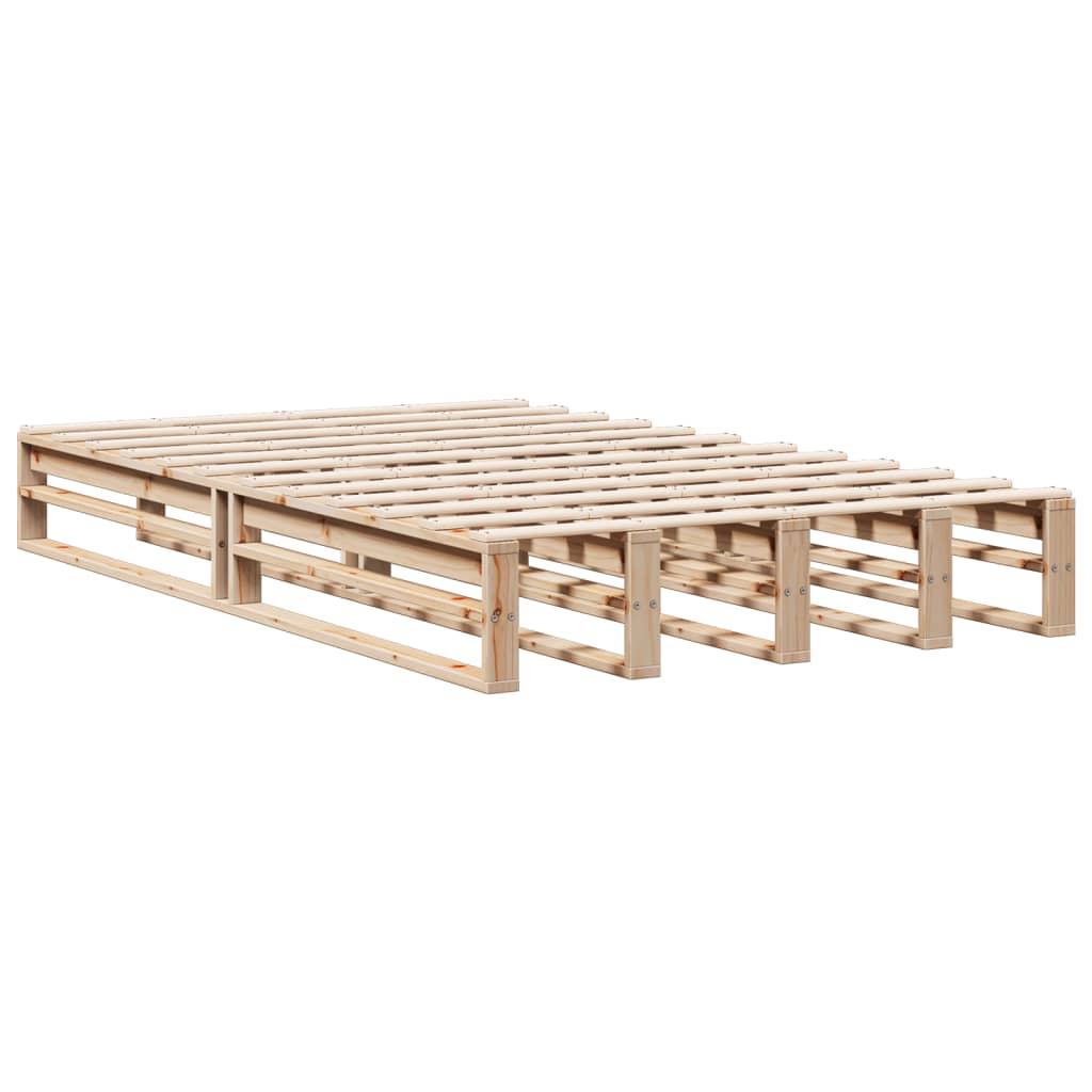 Lit en bois massif avec étagère sans matelas 135x190 cm pinède