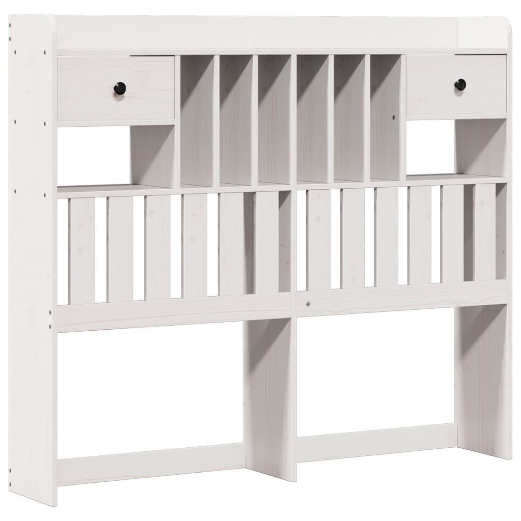 Lit en bois massif avec étagère sans matelas blanc 135x190 cm pin
