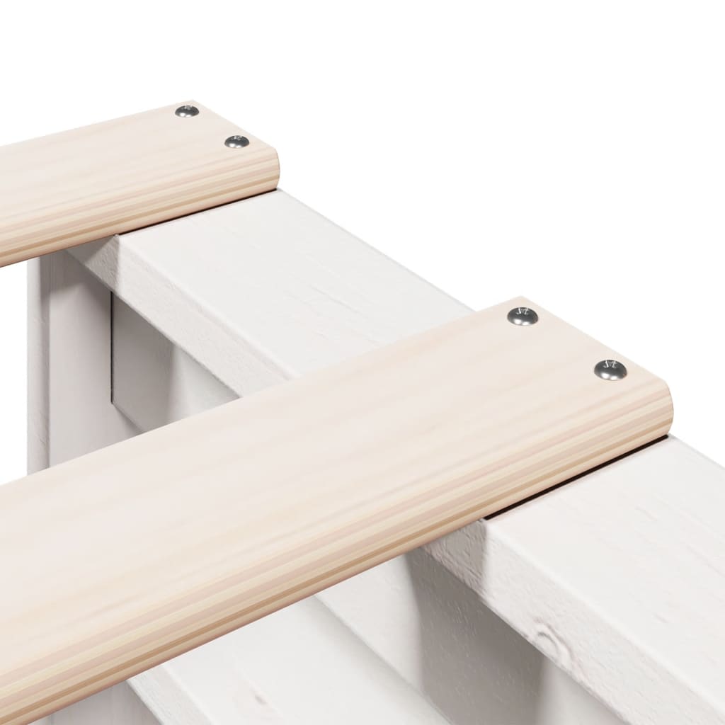 Lit en bois massif avec étagère sans matelas blanc 135x190 cm pin