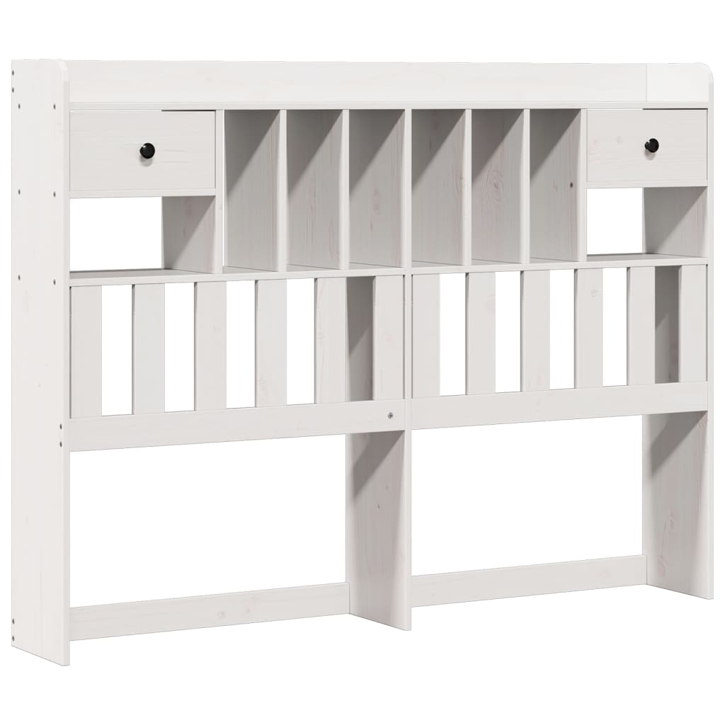 Lit en bois massif avec étagère sans matelas blanc 140x190 cm pin