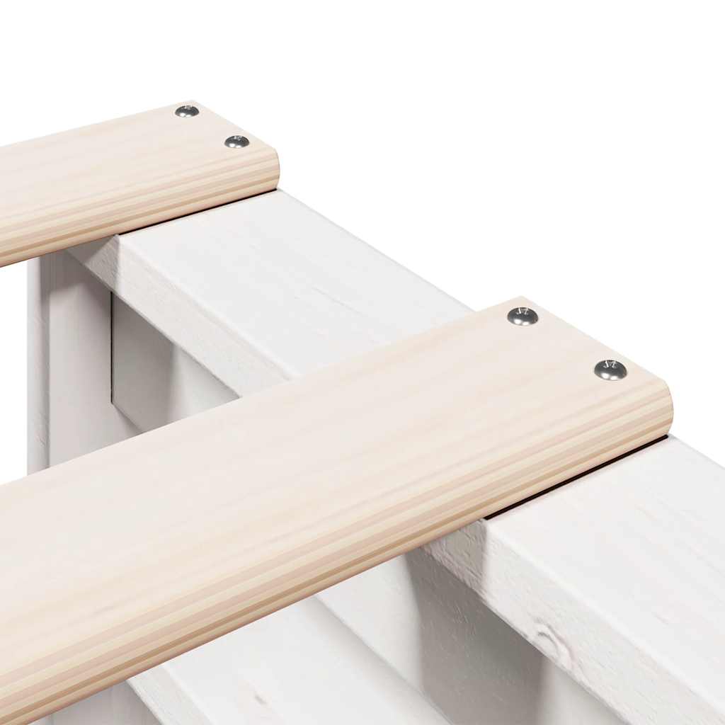 Lit en bois massif avec étagère sans matelas blanc 140x190 cm pin