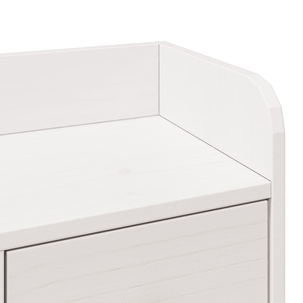 Lit en bois massif avec étagère sans matelas blanc 140x190 cm pin