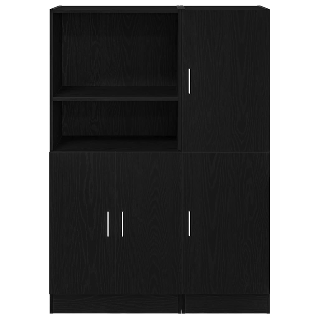 2-piece kitchen cabinet set black wood-based material
