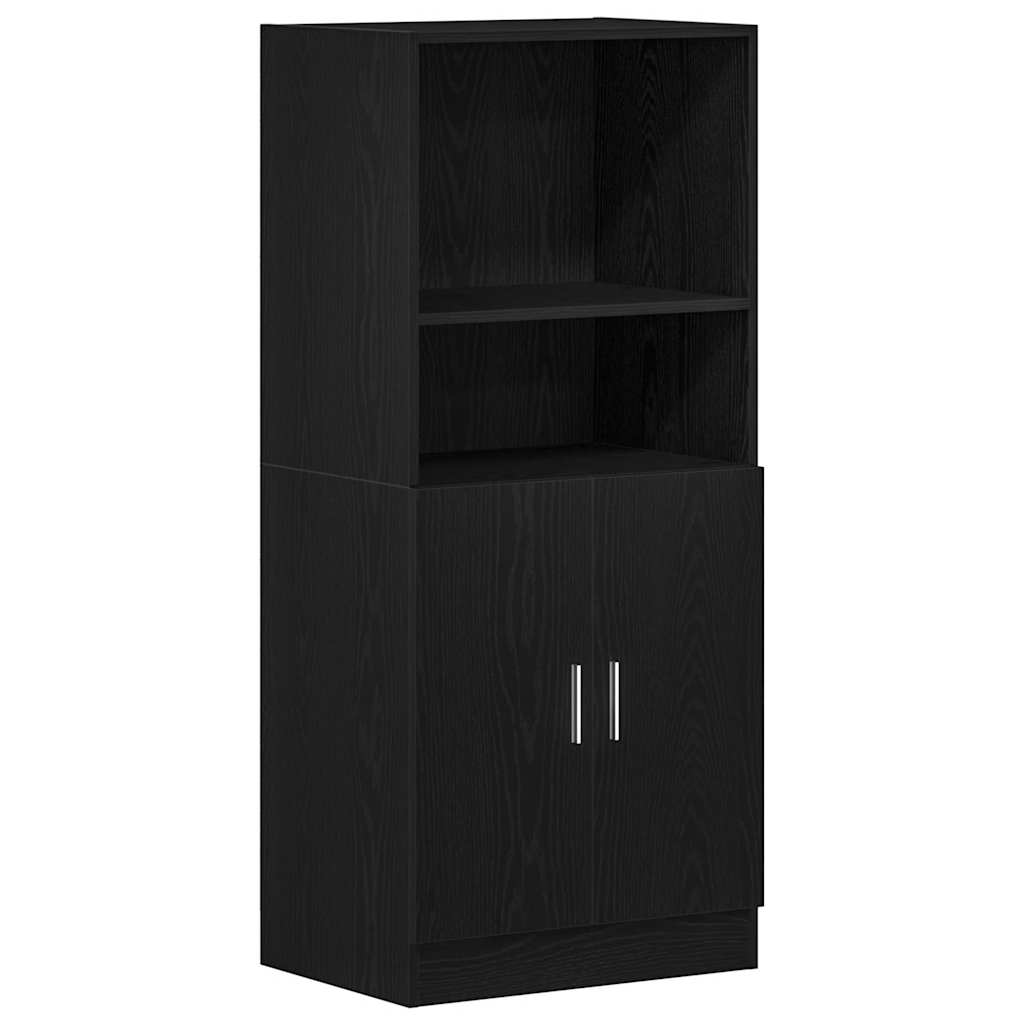 2-piece kitchen cabinet set black wood-based material