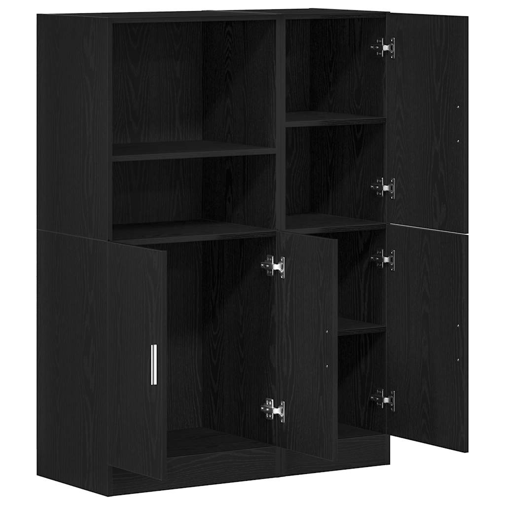 2-piece kitchen cabinet set black wood-based material