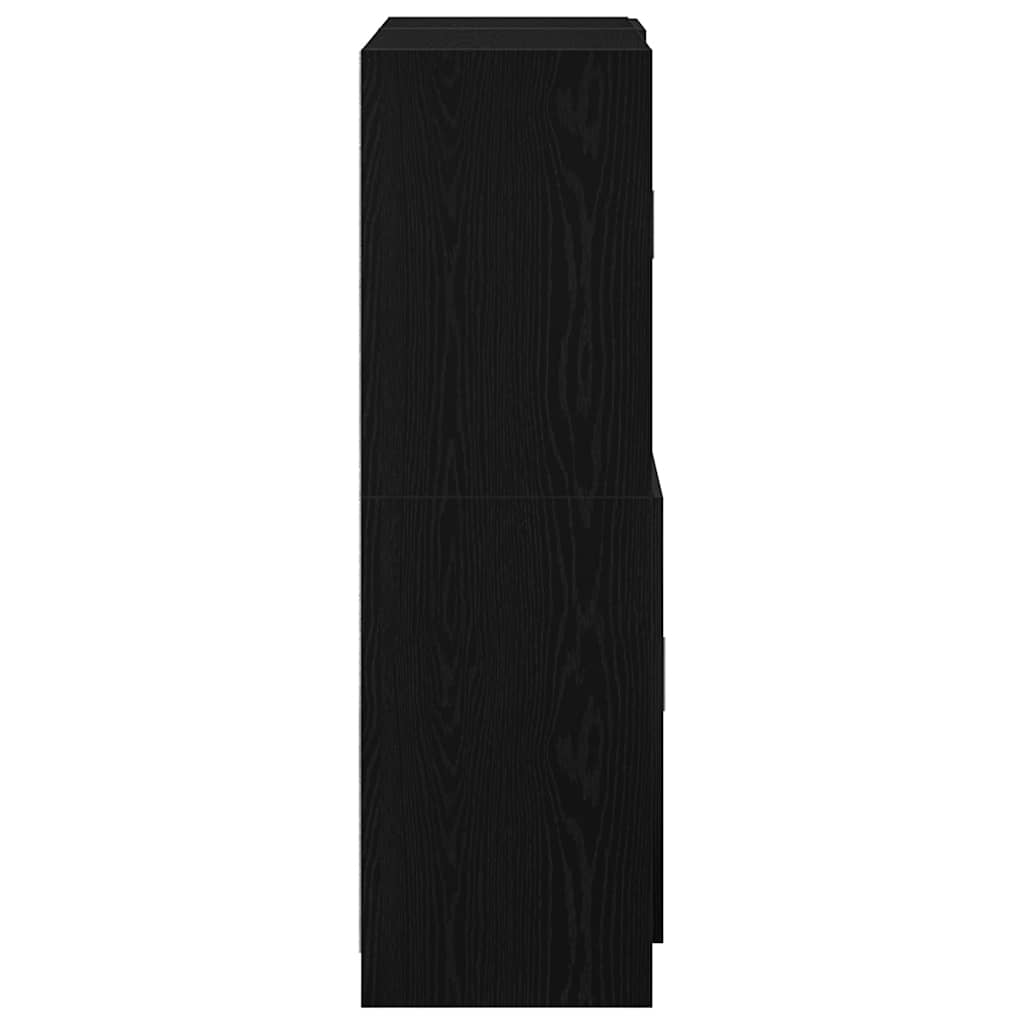 2-piece kitchen cabinet set black wood-based material