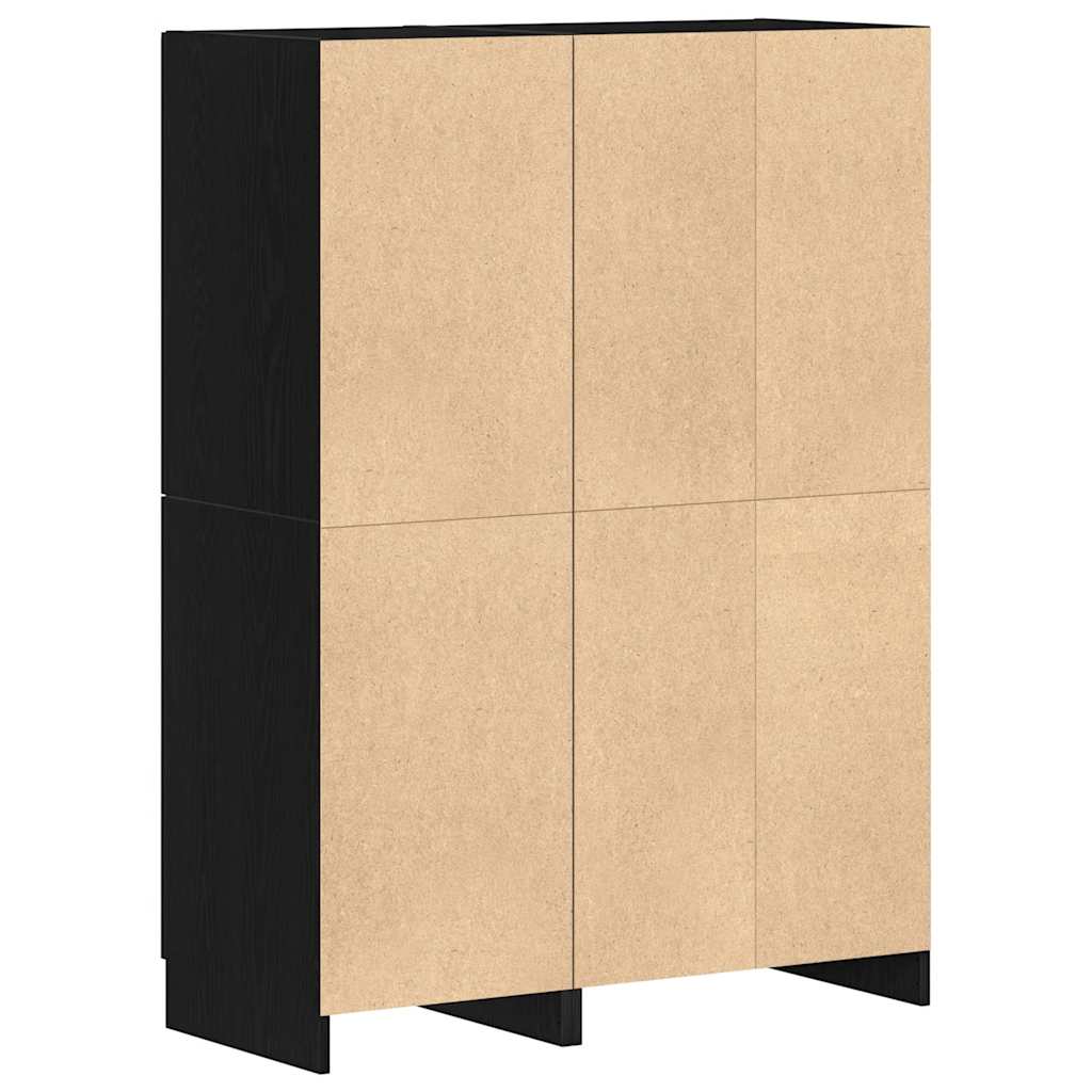 2-piece kitchen cabinet set black wood-based material