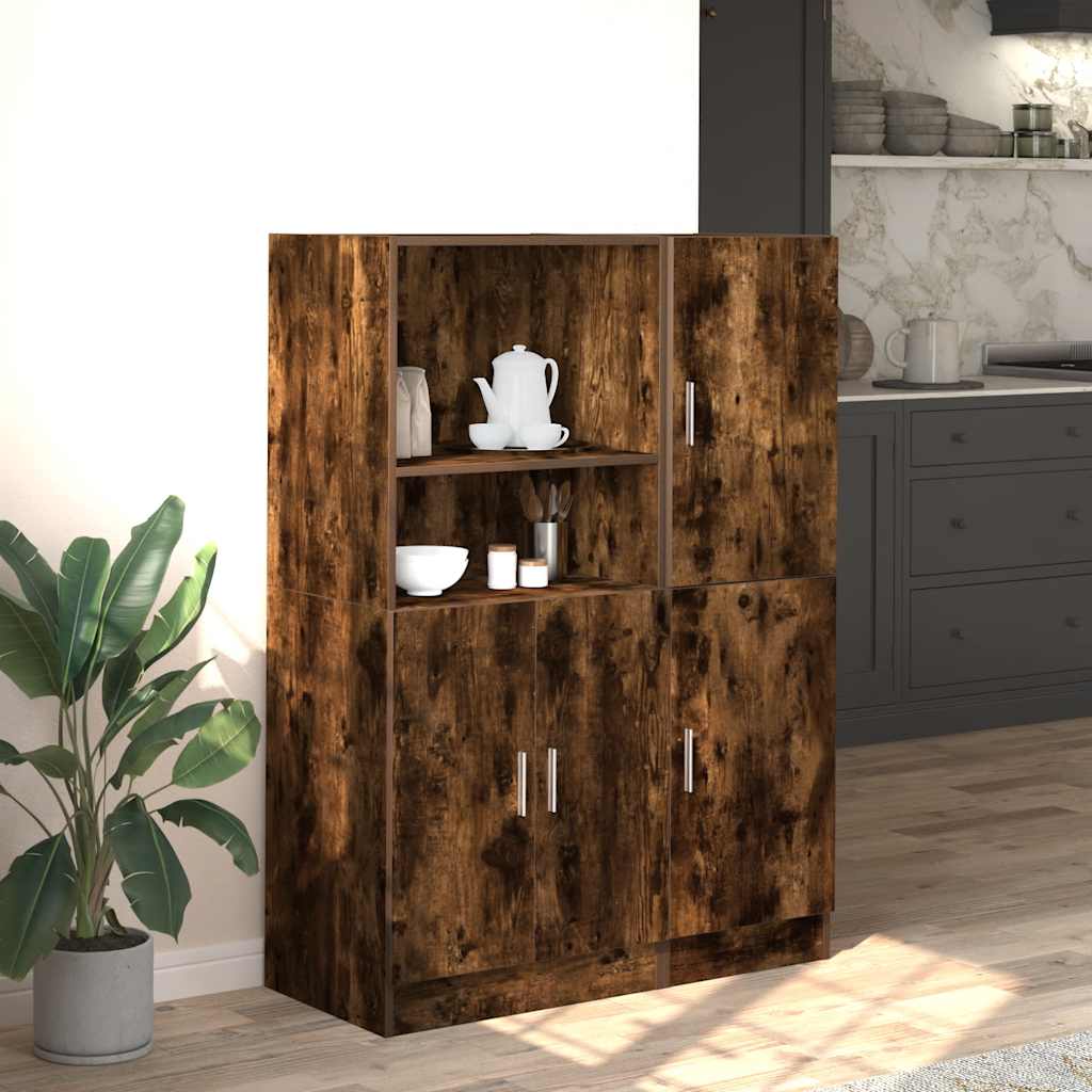 2-piece kitchen cabinet set smoked oak wood material