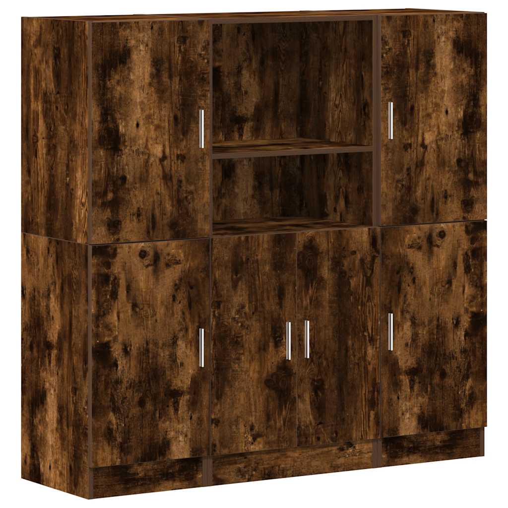 3-piece kitchen cabinet set smoked oak wood material