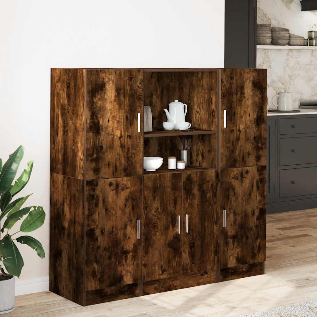 3-piece kitchen cabinet set smoked oak wood material