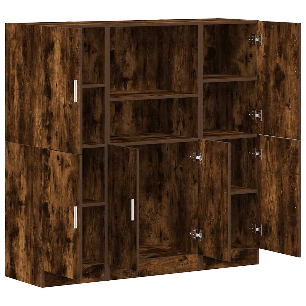 3-piece kitchen cabinet set smoked oak wood material