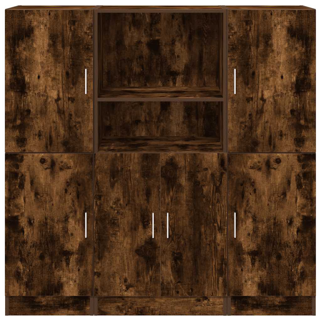 3-piece kitchen cabinet set smoked oak wood material