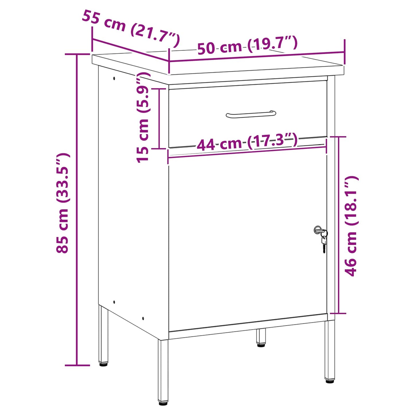 Werkbank mit Schubladen Schwarz und Grau 50 x 55 x 85 cm