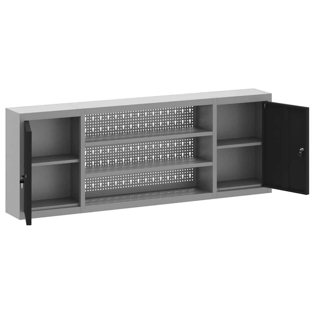 Werkzeugschrank mit Regal Schwarz und Grau 150 x 20 x 55 cm