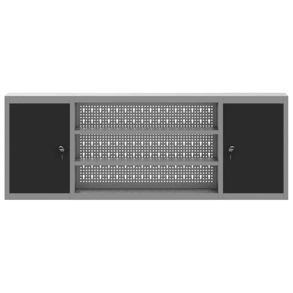 Werkzeugschrank mit Regal Schwarz und Grau 150 x 20 x 55 cm