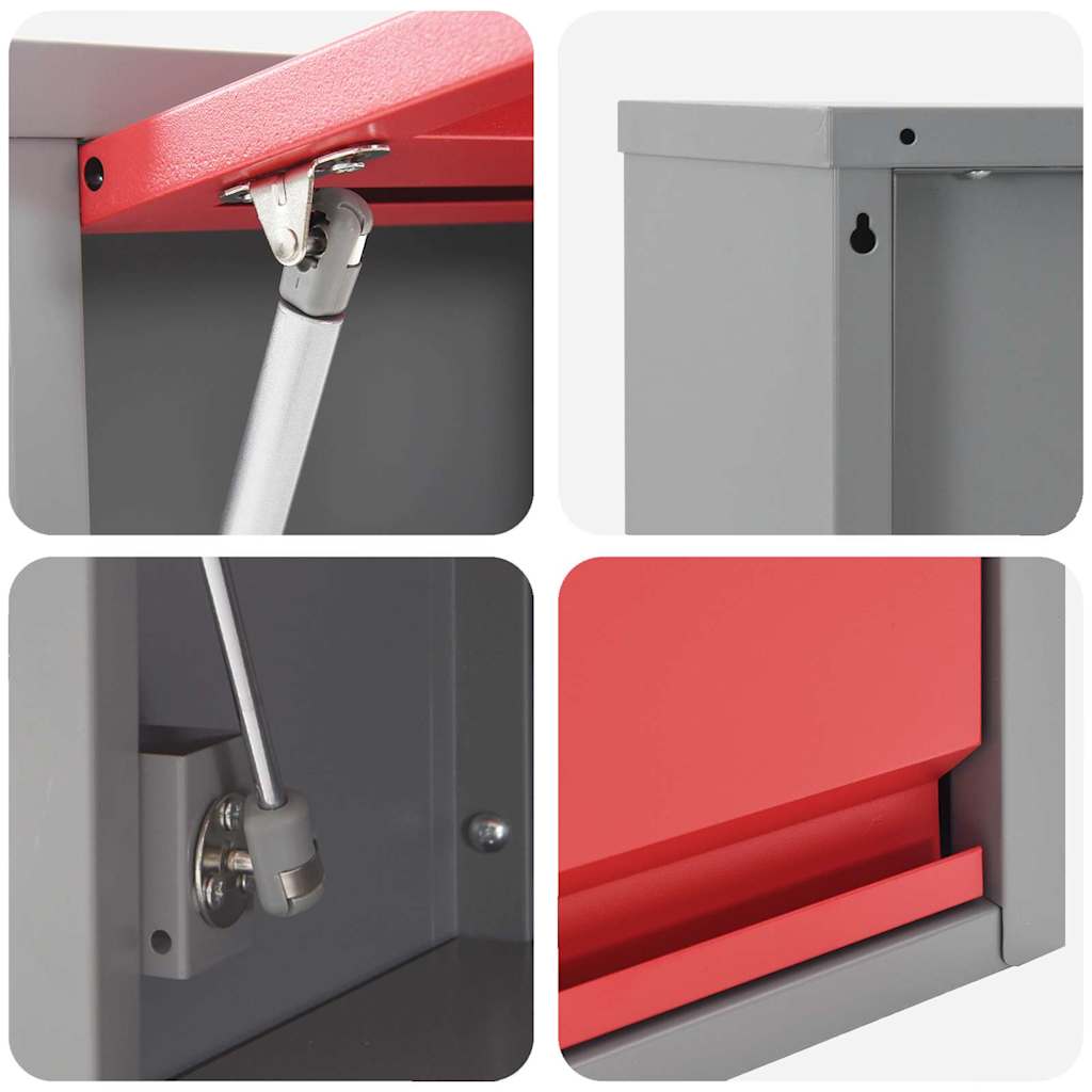 Werkzeugschrank mit Speicher Rot und Grau 50 x 25 x 35 cm