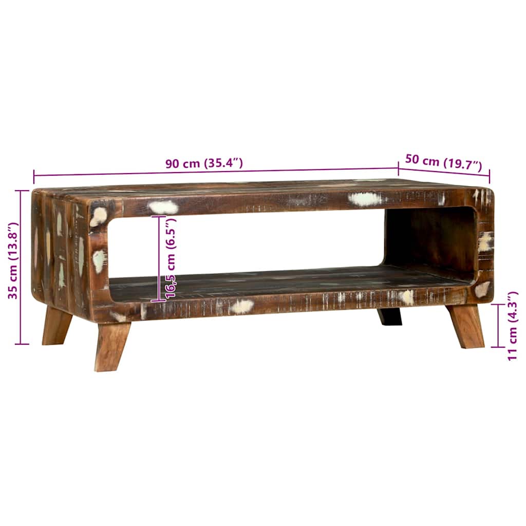 Couchtisch Mehrfarbig 90 x 50 x 35 cm Massives Altholz