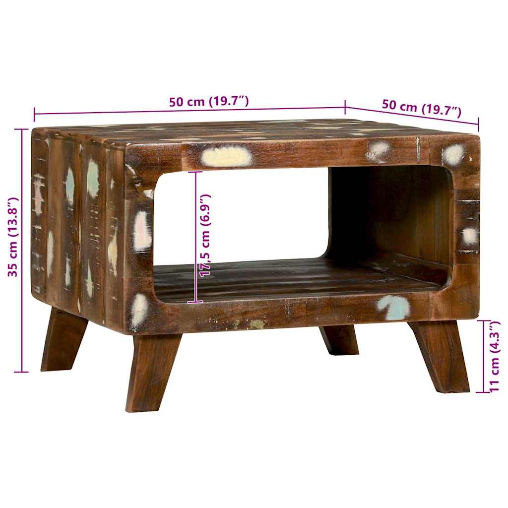 Couchtisch 50 x 50 x 35 cm Massives upgecyceltes Holz