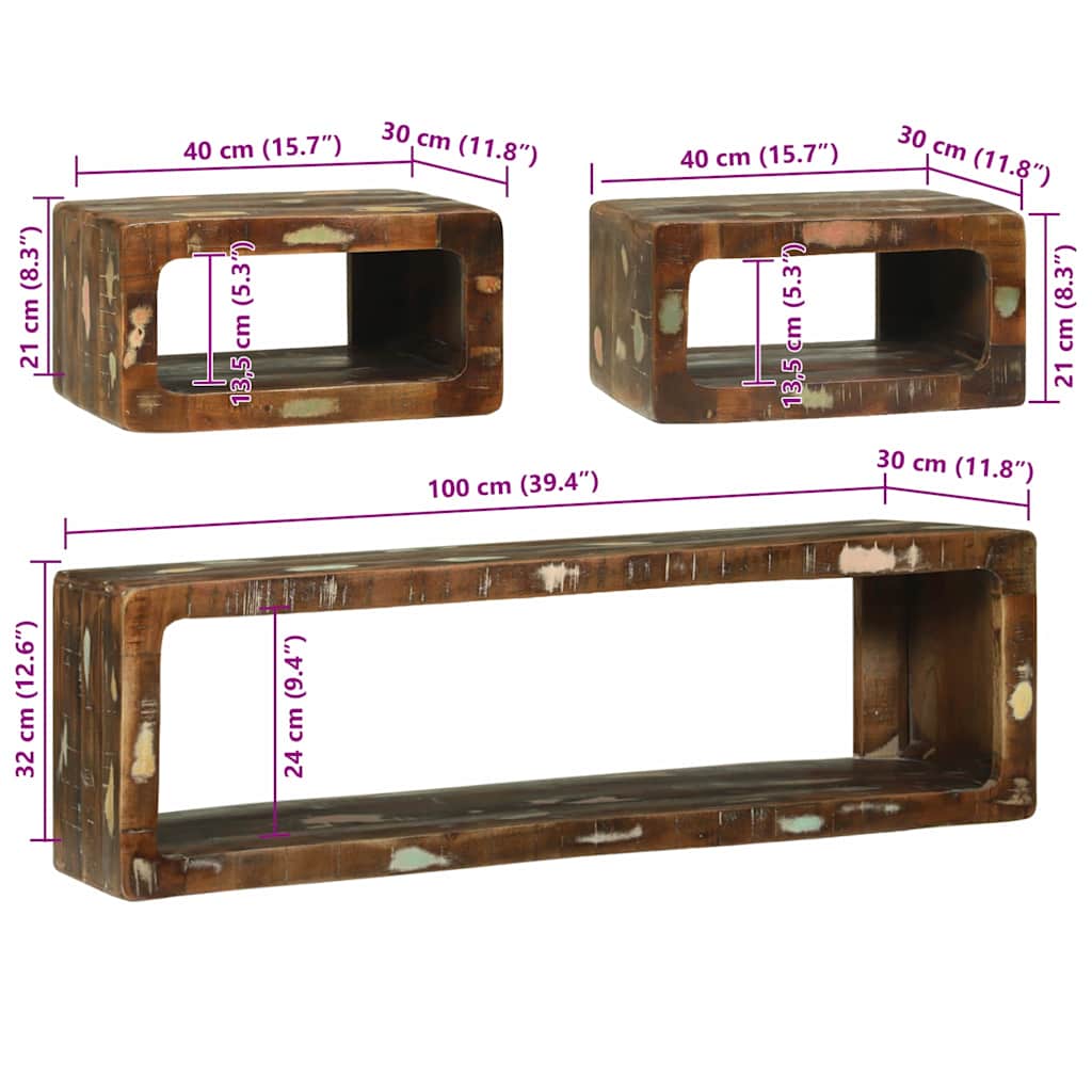 TV-Schrankset 3 stk. Mehrfarbig 100 x 30 x 32 cm