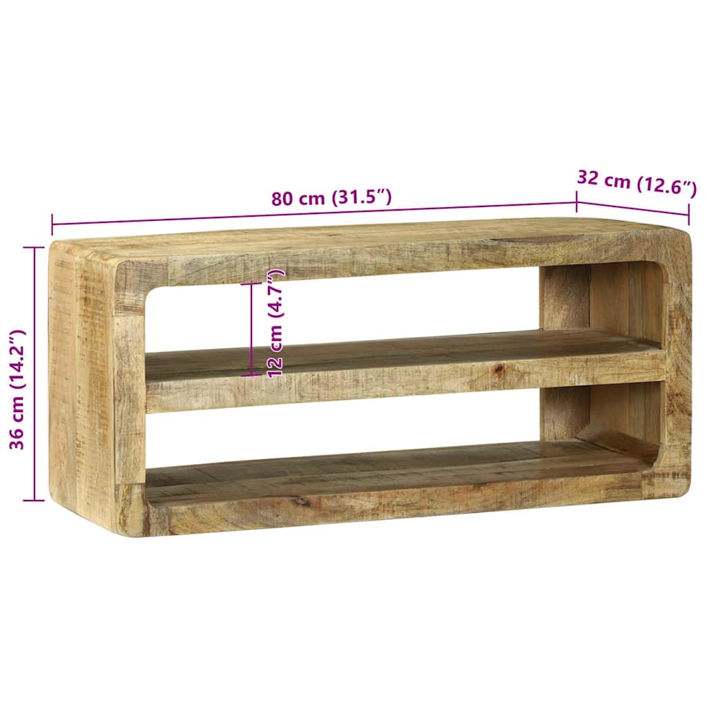 TV-Schränk mit Regal Braun 80 x 32 x 36 cm Massivholz Mango
