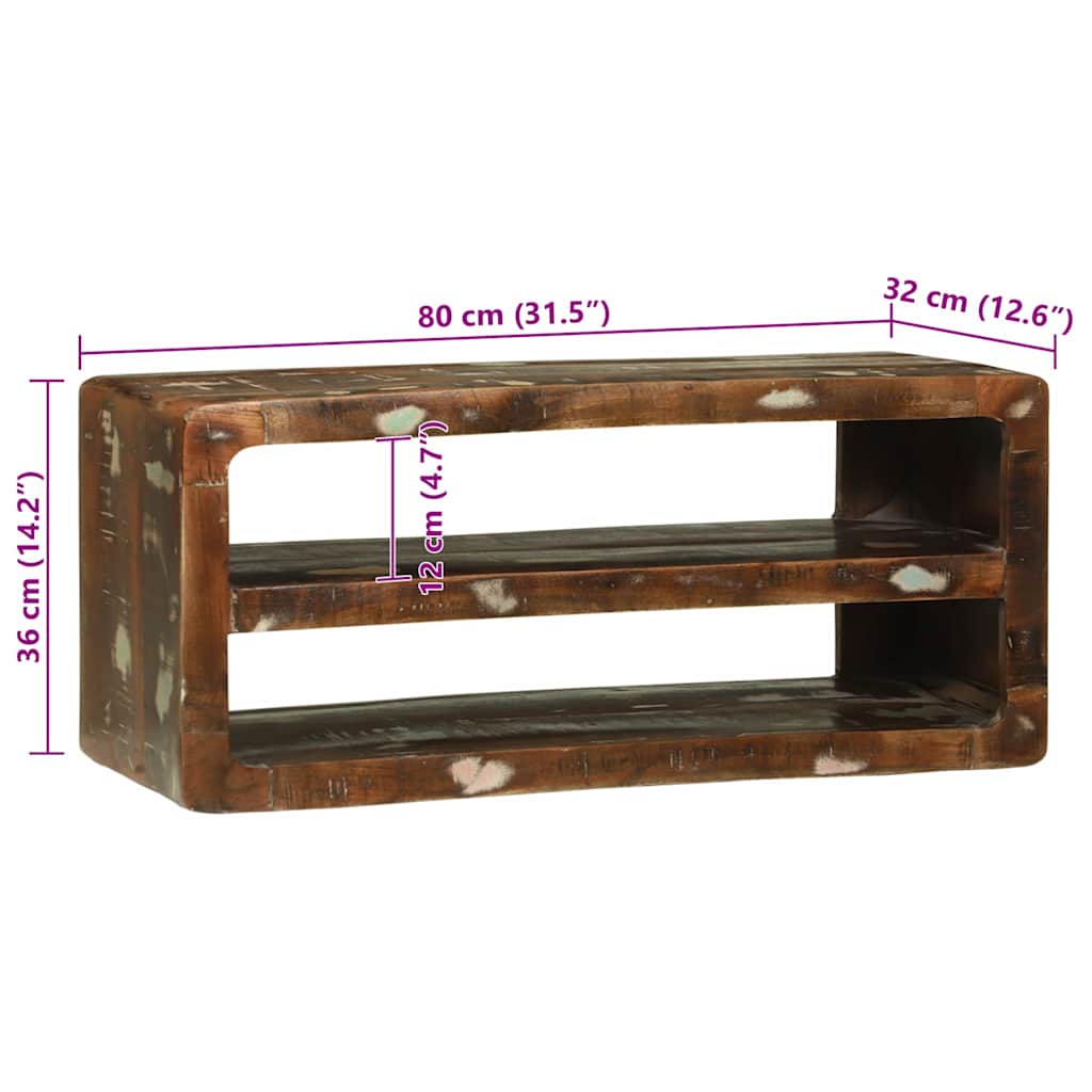 TV-Schränk Mehrfarbig 80 x 32 x 36 cm Massivholz Altholz