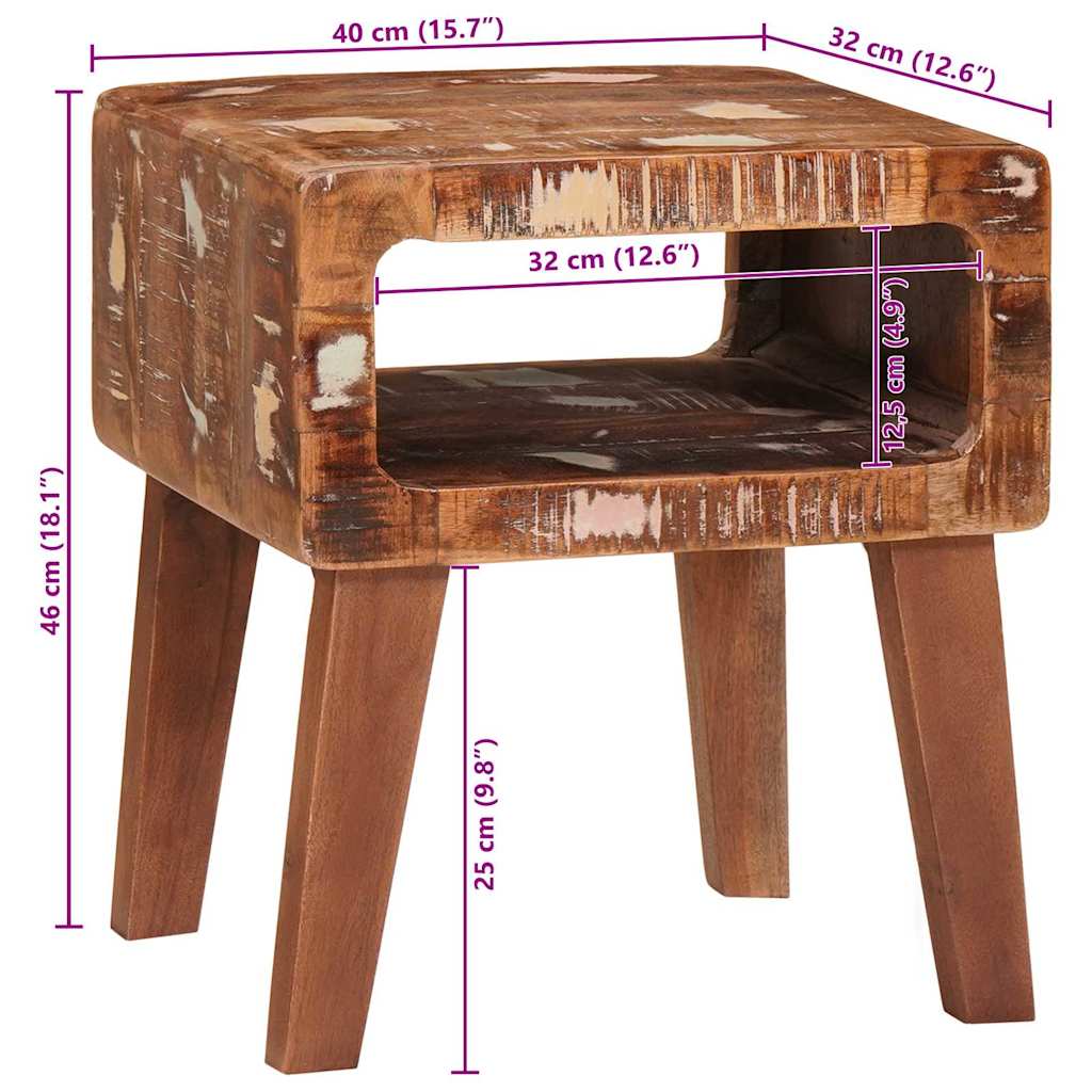 Beistelltisch Braun 40 x 32 x 46 cm Massives upgecyceltes Holz