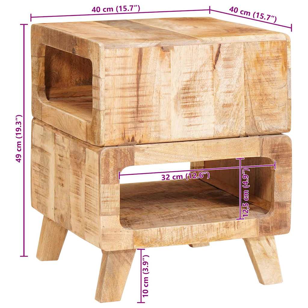 Beistelltisch mit Regal Braun 40 x 40 x 49 cm Massivholz Mango