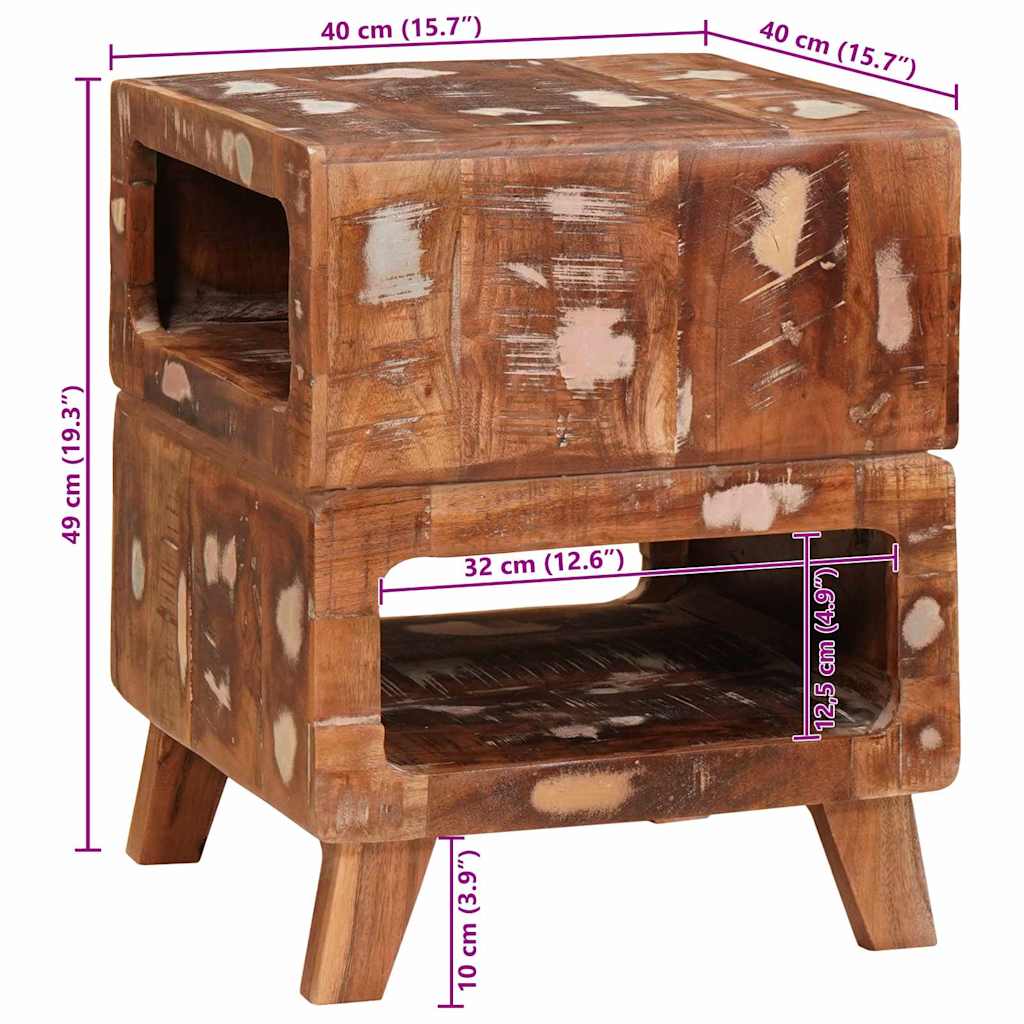 Beistelltisch Braun 40 x 40 x 49 cm Massives upgecyceltes Holz