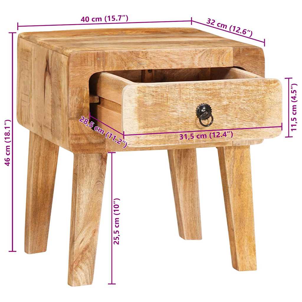 Beistelltisch Braun 40 x 32 x 46 cm Massivholz Mango