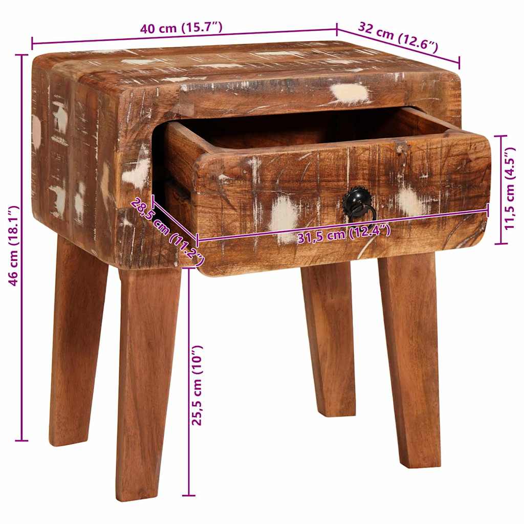 Beistelltisch Braun 40 x 32 x 46 cm Massives upgecyceltes Holz