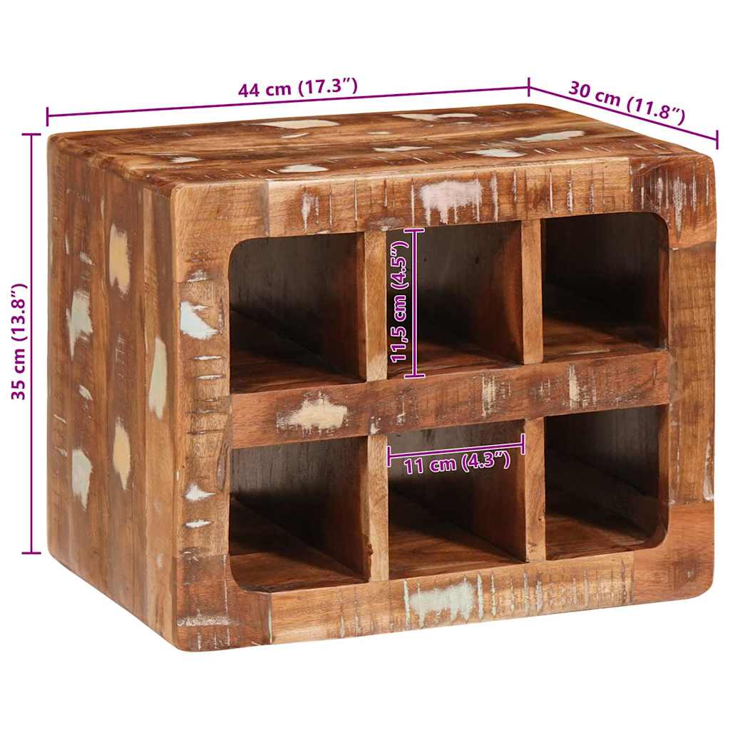 Weinregal Braun 44 x 30 x 35 cm Massives upgecyceltes Holz