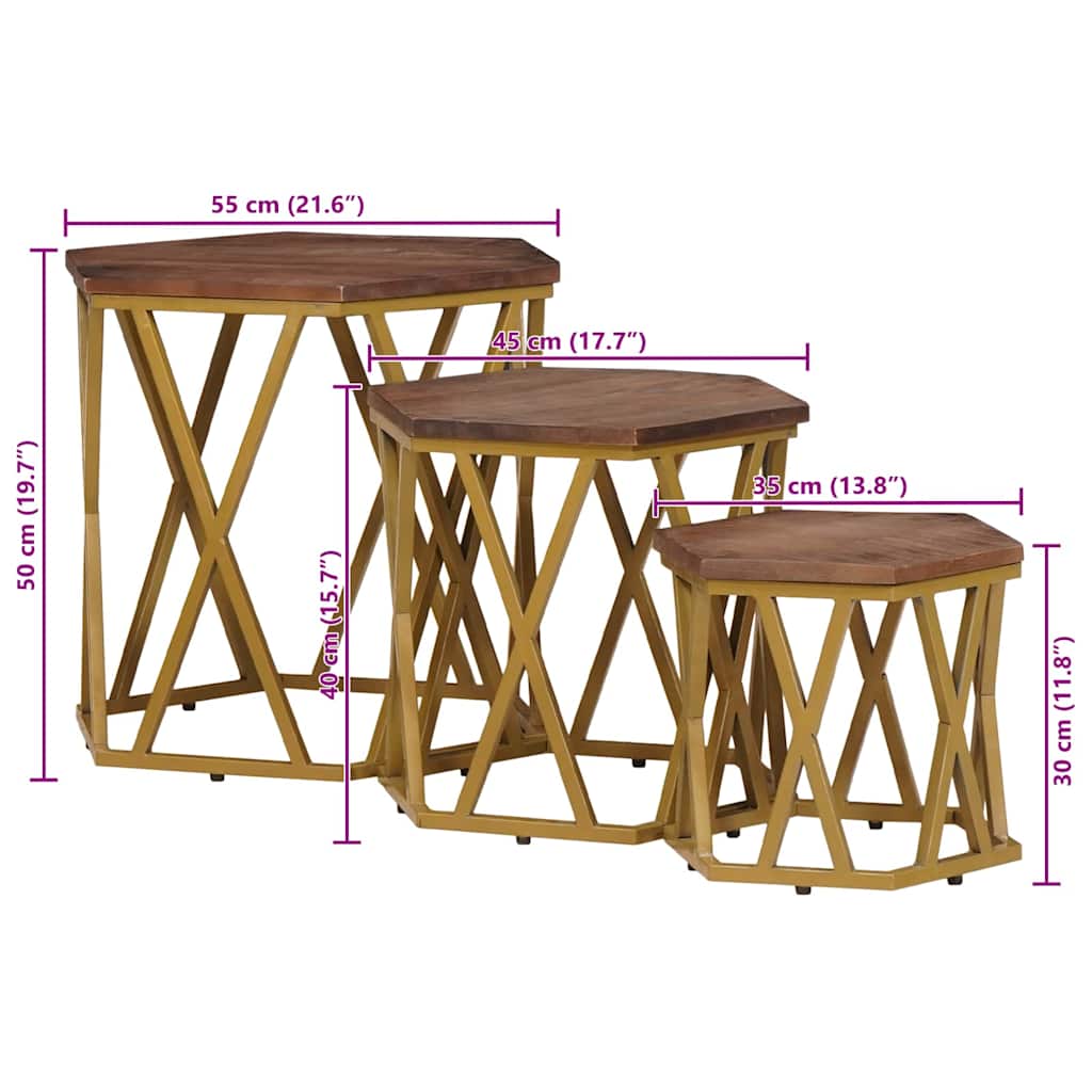 Couchtische Braun 55 x 55 x 50 cm Massivholz Mango