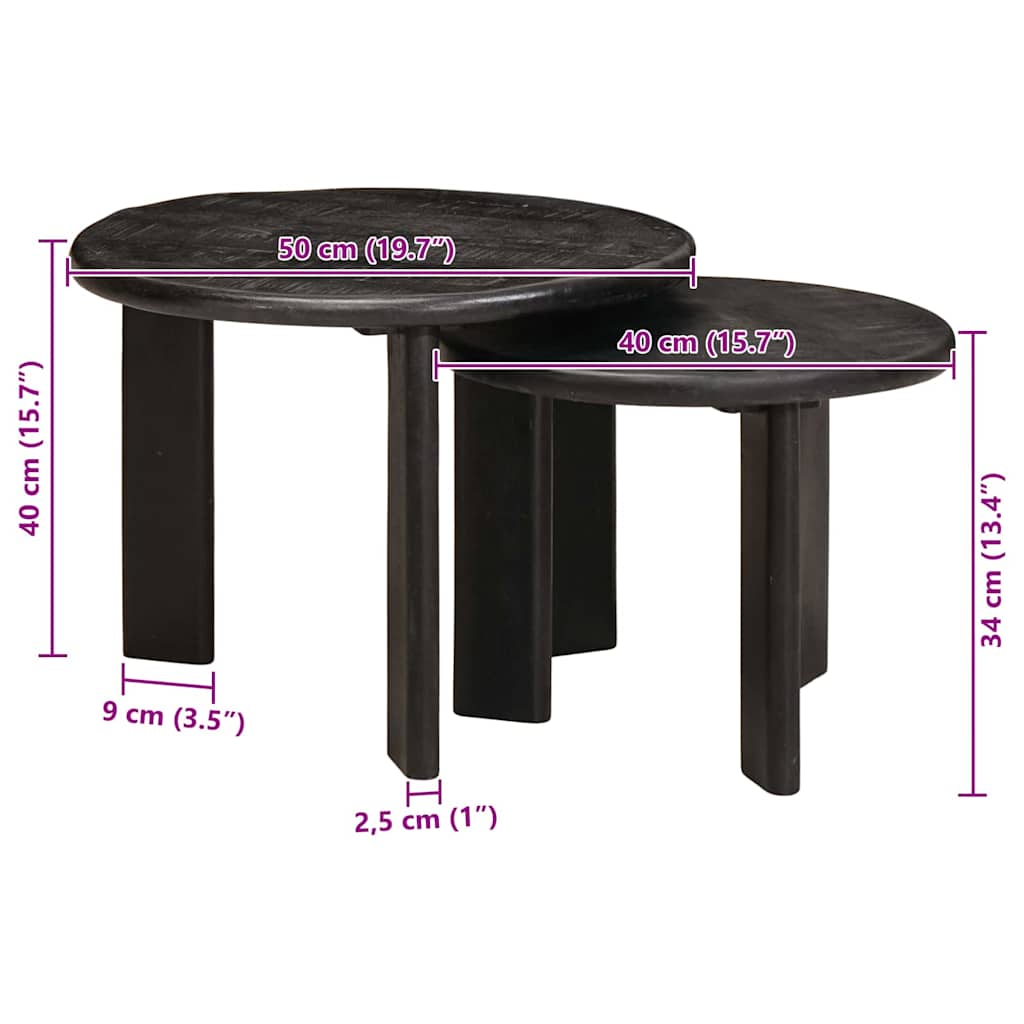 Nesting-Couchtische 2 stk. Schwarz Ø 50 x 40 cm