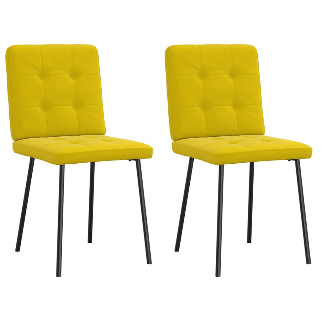 Chaises de salle à manger, lot de 2, velours jaune
