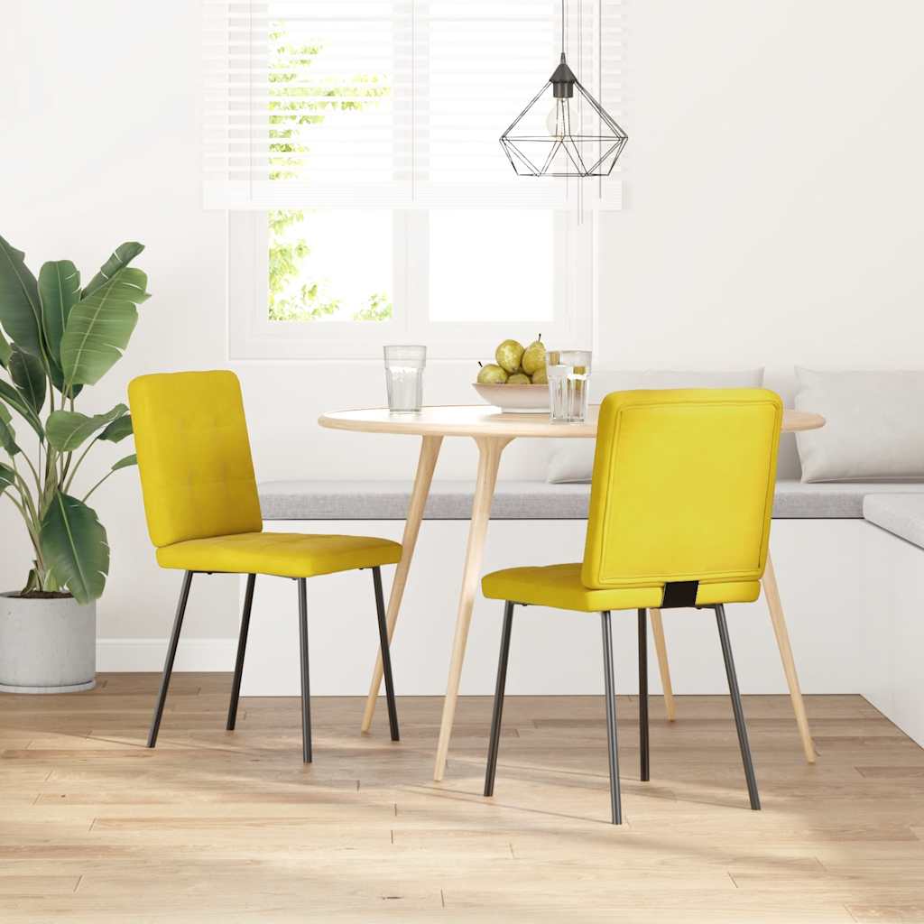 Chaises de salle à manger, lot de 2, velours jaune