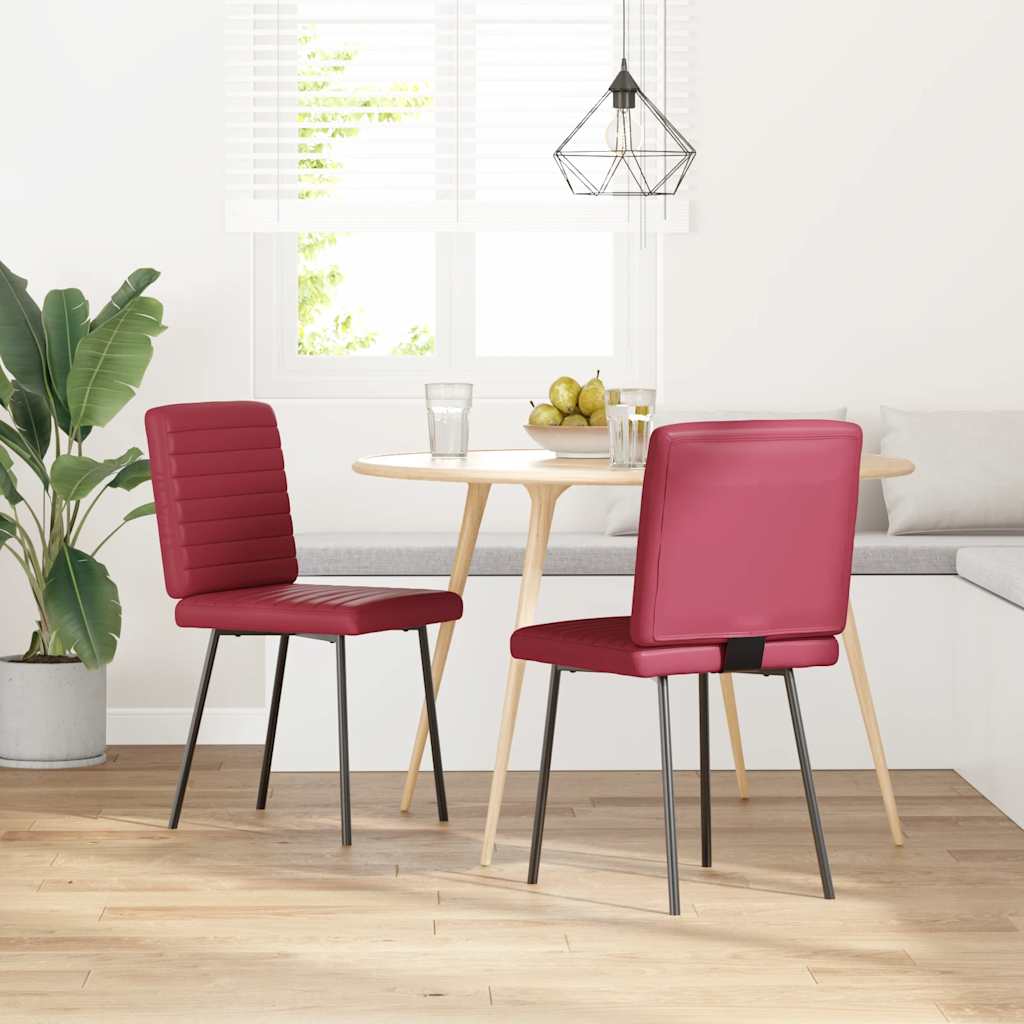 Esszimmerstühle 2 Stk. Weinrot Kunstleder
