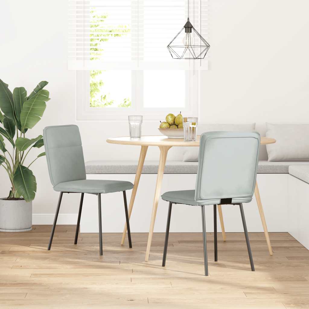 Chaises de salle à manger, lot de 2, velours gris clair