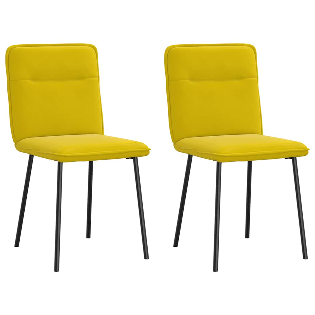 Chaises de salle à manger, lot de 2, velours jaune