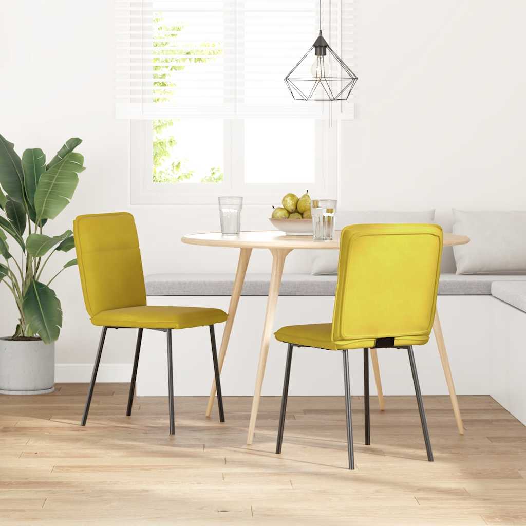 Chaises de salle à manger, lot de 2, velours jaune