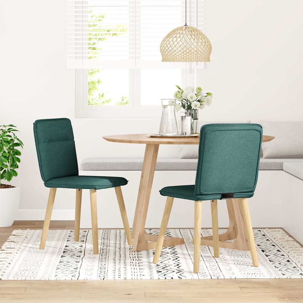 Chaises de salle à manger, lot de 2, tissu vert foncé