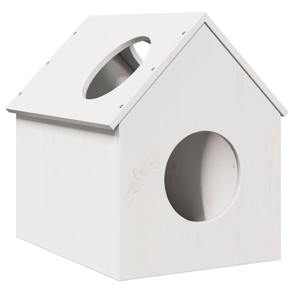 Cat house white 41x50x50 cm solid pine wood