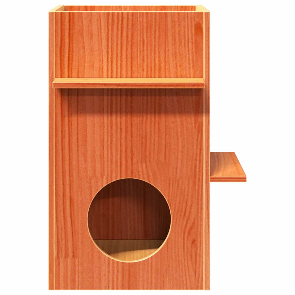 Cat house wax brown 43x43x60 cm solid pine wood