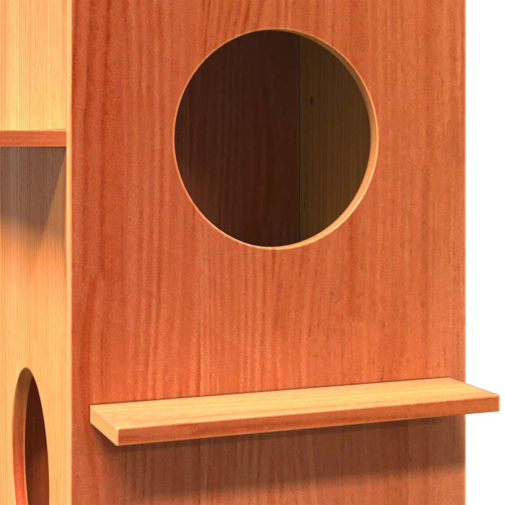 Cat house wax brown 43x43x60 cm solid pine wood