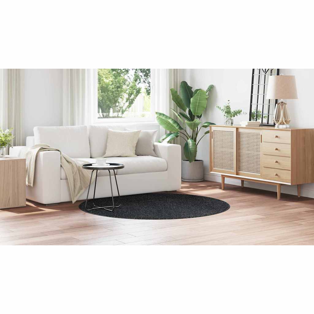 Anti-Rutsch Shaggy Teppich Dunkelgrau 160 x 160 cm PP