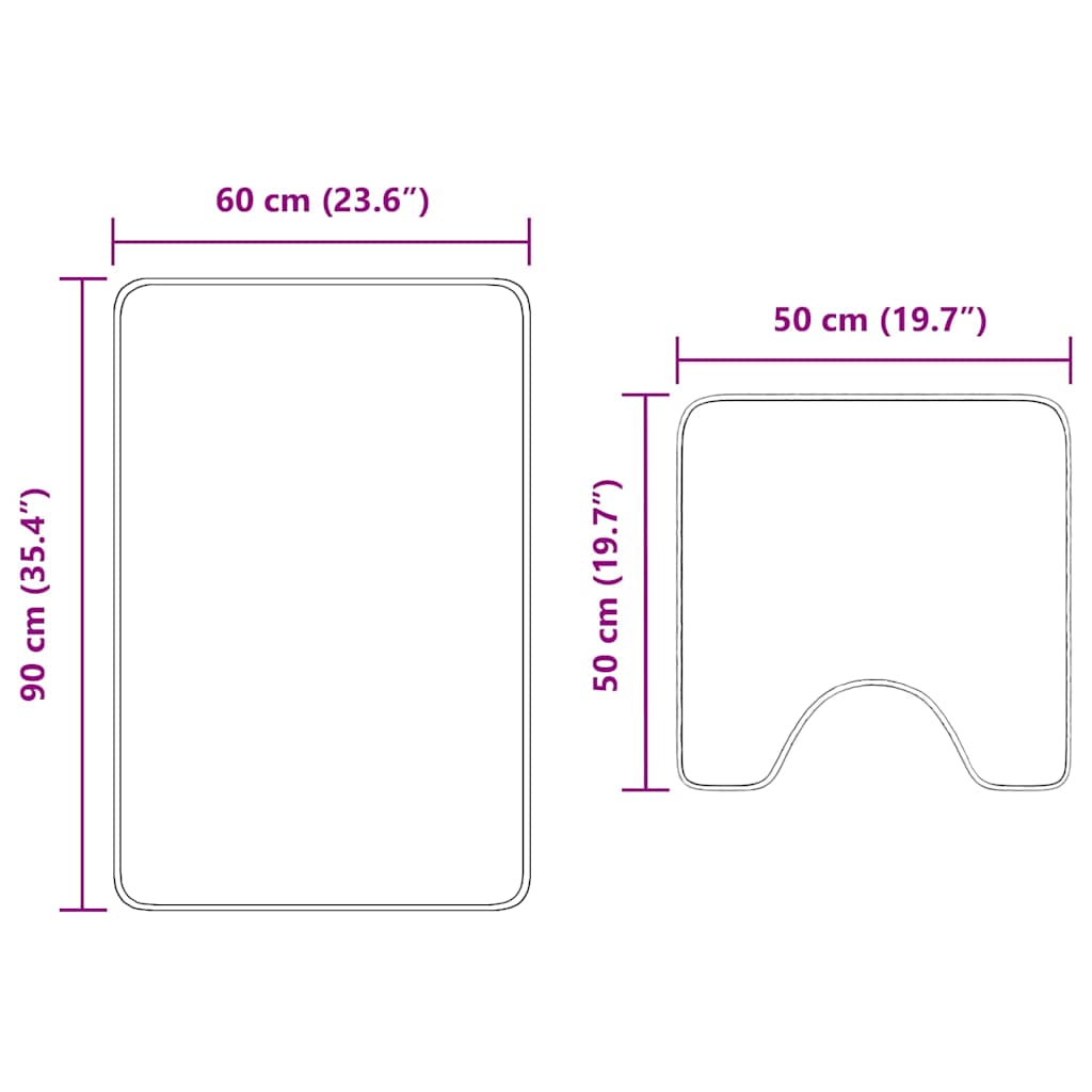 Anti-Rutsch Badematten-Set 2 stk. Braun 50 x 50 cm PP