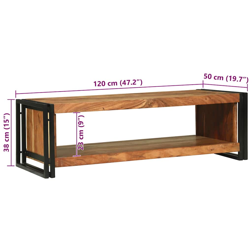 Couchtisch Braun 120 x 50 x 38 cm Massivholz Akazie