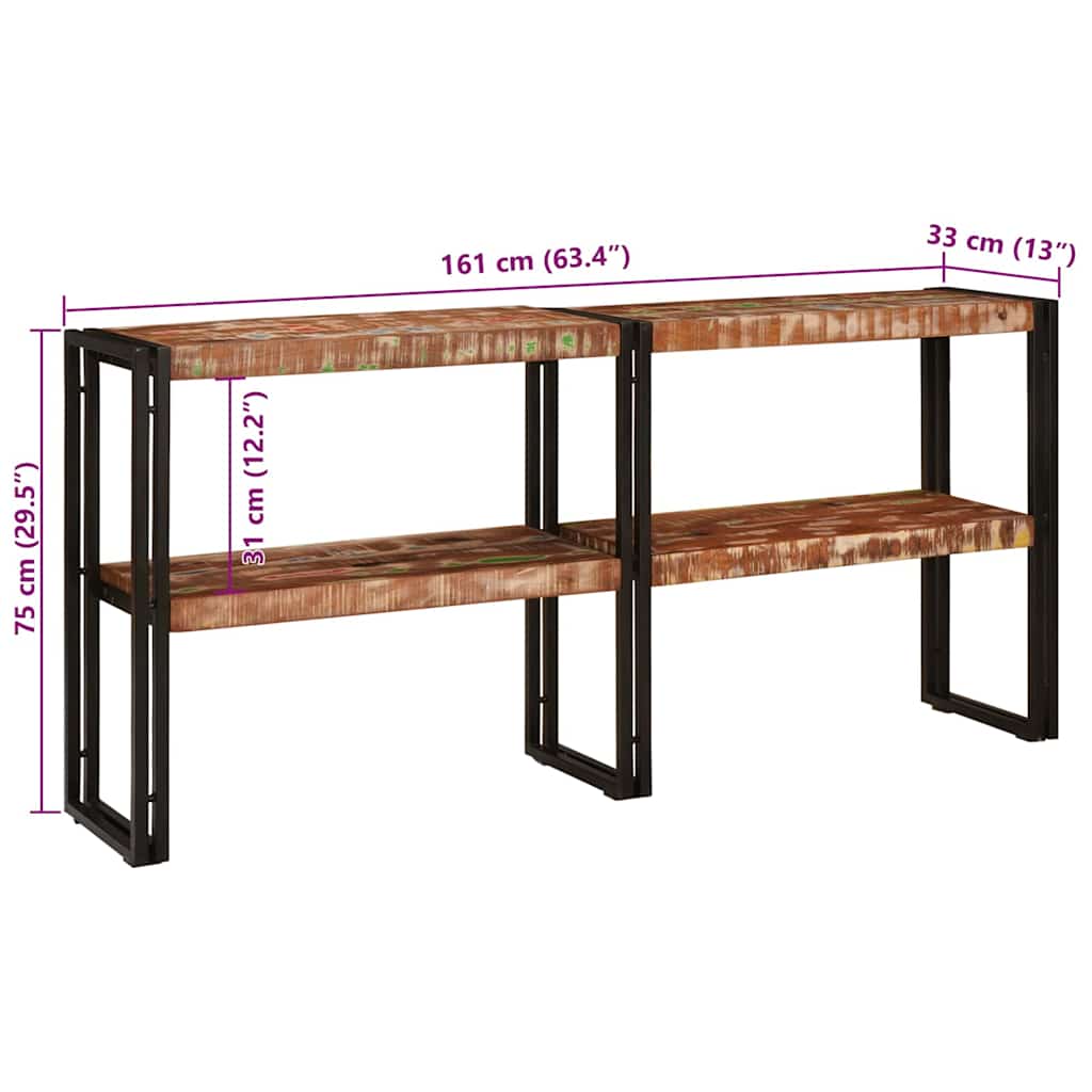 Konsolentisch mit Regal Mehrfarbig Massives upgecyceltes Holz