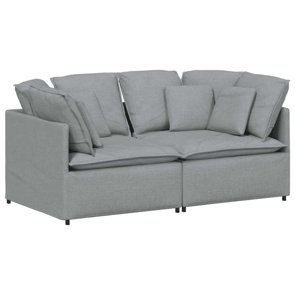 Canapé modulable avec coussins en tissu gris clair